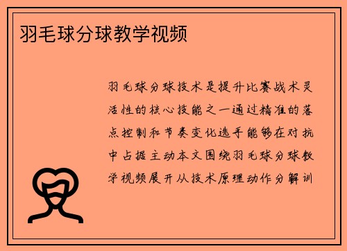 羽毛球分球教学视频