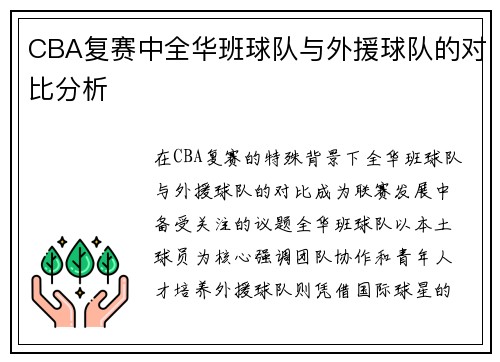 CBA复赛中全华班球队与外援球队的对比分析
